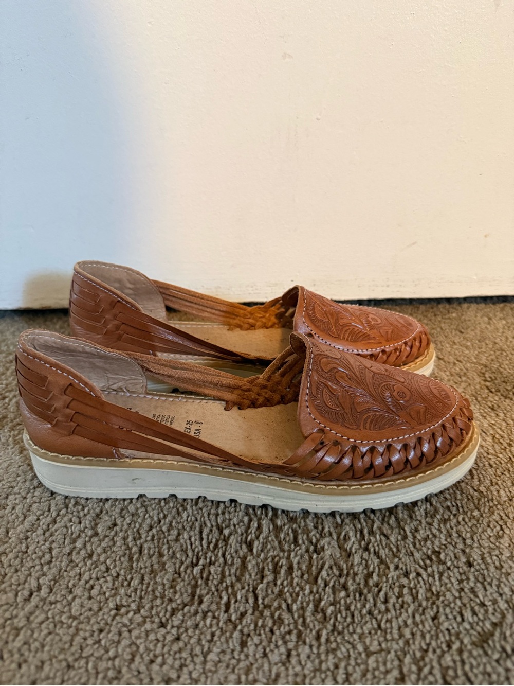 Huarache Slip-On Leather Loafers Made in Mexico Size 8